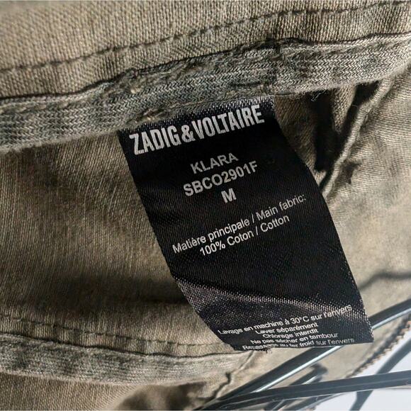 Zadig & Voltaire Klara Asymmetrical Green Cotton Military Jacket Womens Medium - Picture 7 of 13